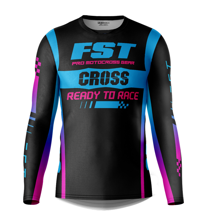 MX jersey slim fit RACER black blue pink