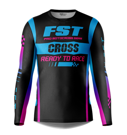 MX jersey slim fit RACER black blue pink