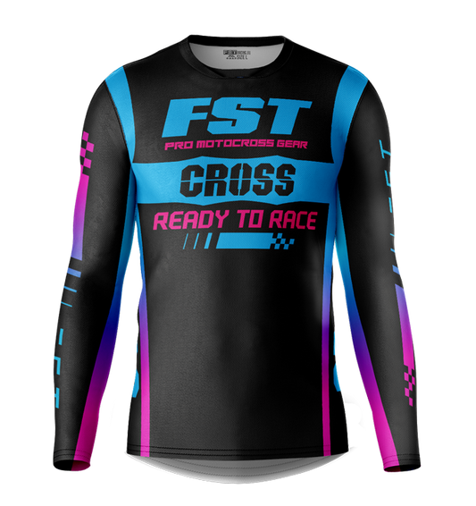MX jersey slim fit RACER black blue pink