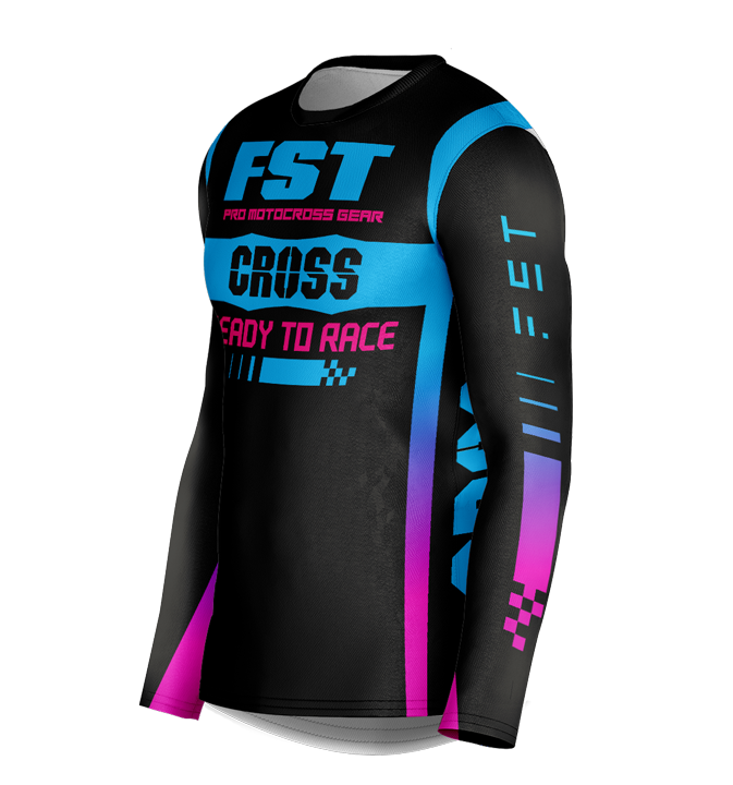 MX jersey slim fit RACER black blue pink