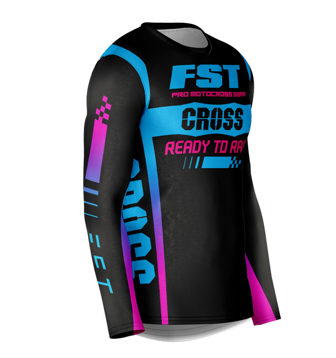 MX jersey slim fit RACER black blue pink