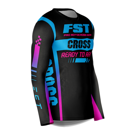 MX jersey slim fit RACER black blue pink