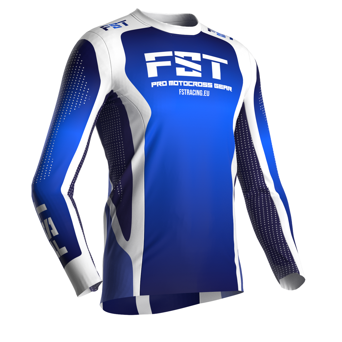 Motocross jersey PRO Blue/White - with mesh in sides