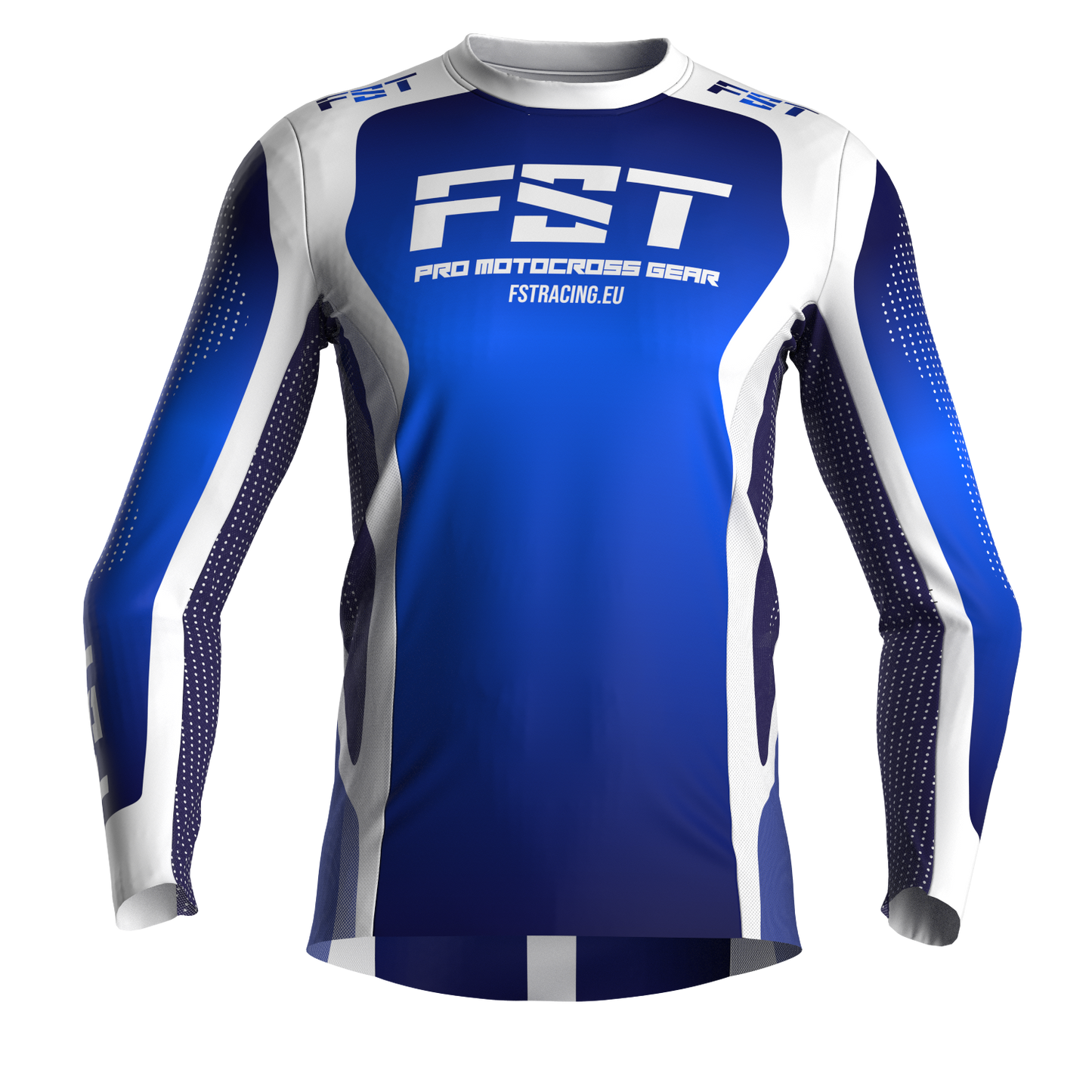 Motocross jersey PRO Blue/White - with mesh in sides