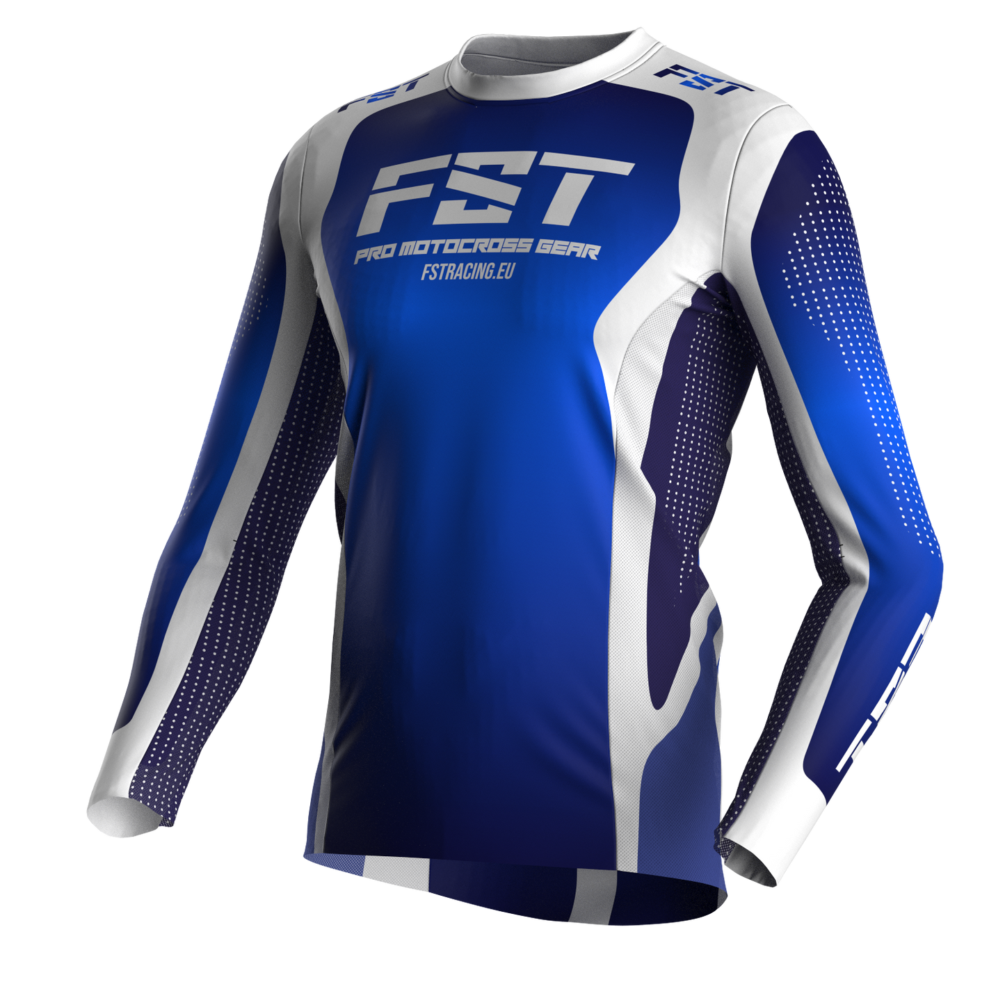 Motocross jersey PRO Blue/White - with mesh in sides