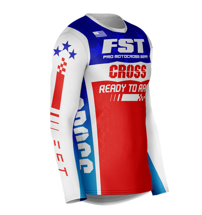 Cross MX jersey BLUE/WHITE/RED - Image 3