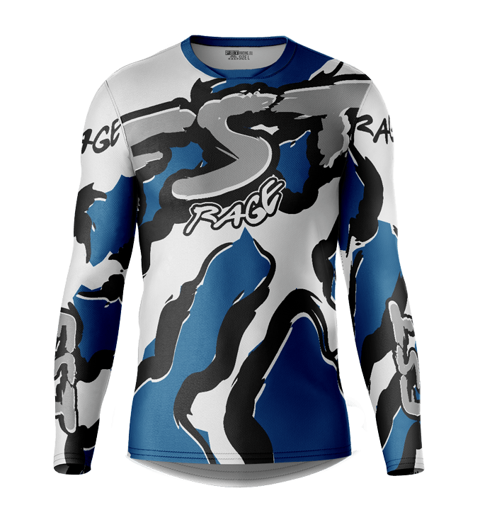 Rage WHITE/BLUE Motocross Jersey - Image 1