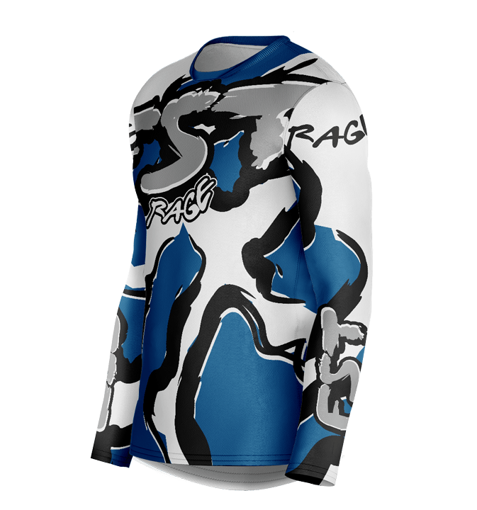 Rage WHITE/BLUE Motocross Jersey - Image 2