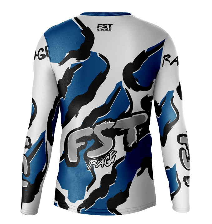 Rage WHITE/BLUE Motocross Jersey - Image 3